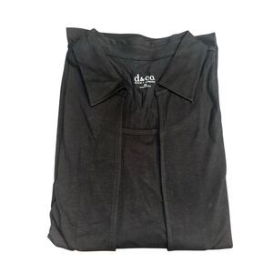 Denim & Co Womens 3X Cardigan Duet Attached Tank Collar & Cuff Black NWT